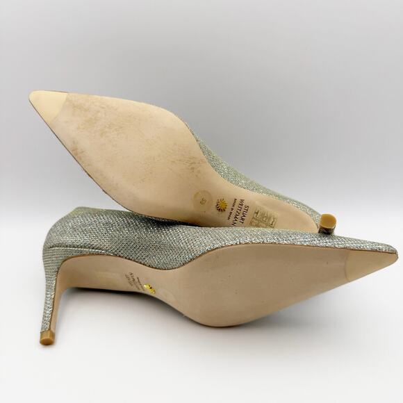 Stuart Weitzman Women’s Stuart 75 Pump Platino Shoes Size 5 Gold NWOB MB - Picture 9 of 10